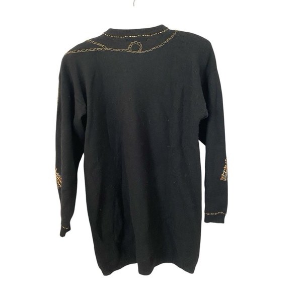 Vivien Forest Womens Beaded Tassel Print Tunic Sweater Size Large Lambswool - Picture 3 of 7